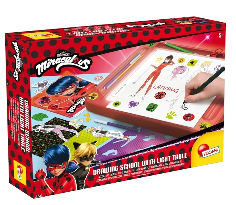 Lisciani, Miraculous: Biedronka i Czarny Kot, szkoła rysowania z tablicą LED