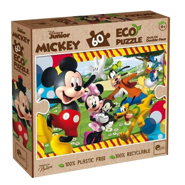 Lisciani, Myszka Miki, dwustronne eko, puzzle, 60 elementów
