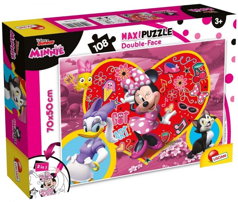 Lisciani, Myszka Minnie, puzzle maxi, dwustronne, 108 elementów