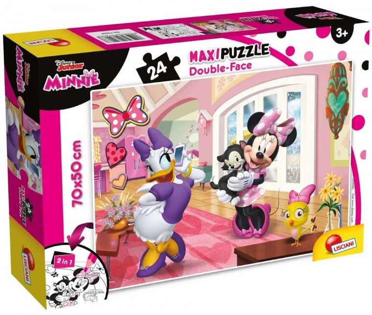 Lisciani, Myszka Minnie, puzzle maxi, dwustronne, 24 elementy