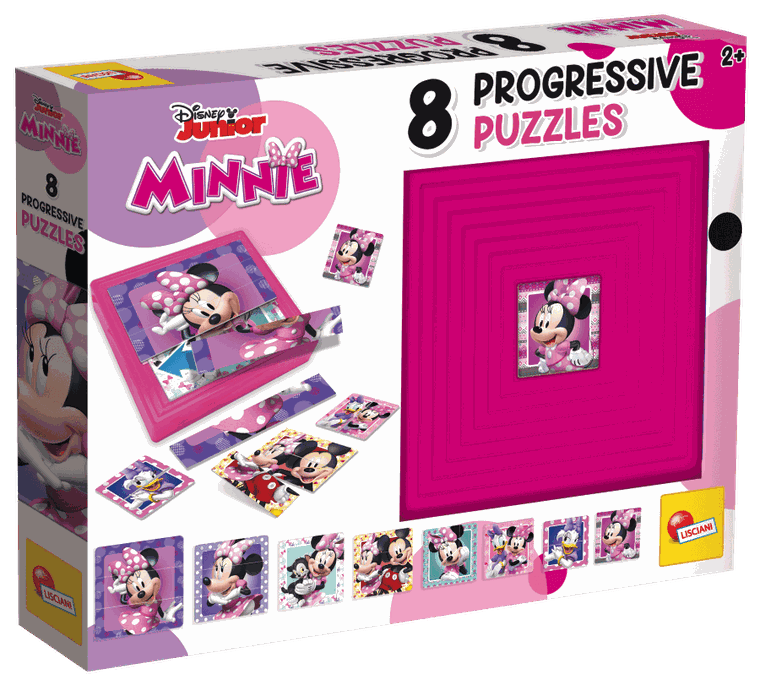 Lisciani, Myszka Minnie, puzzle progresywne podłogowe, 8 elementów