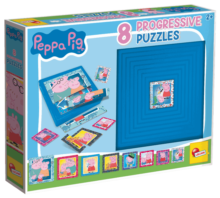 Lisciani, Świnka Peppa, puzzle progresywne podłogowe, 8 elementów