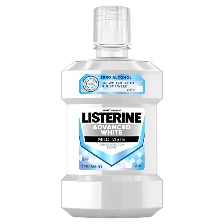 Listerine, Advanced White, płyn do płukania ust, łagodny smak, 1l