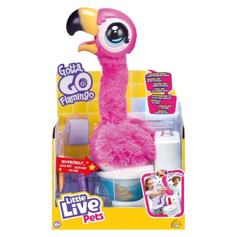 Little Live Pets, Gotta Go Flamingo, różowy flaming, zabawka interaktywna robiąca kupkę