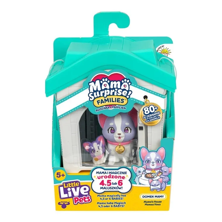 Little Live Pets, Mama Surprise Families, Domek Mamy, Mama Buldog Francuski i małe pieski, zabawka interaktywna