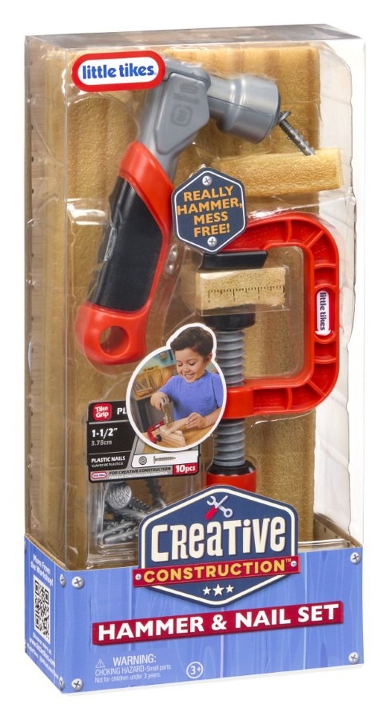 Little Tikes, Creative Construction, Hammer Nail Set, zestaw narzędzi z młotkiem, piłą i gwoździami
