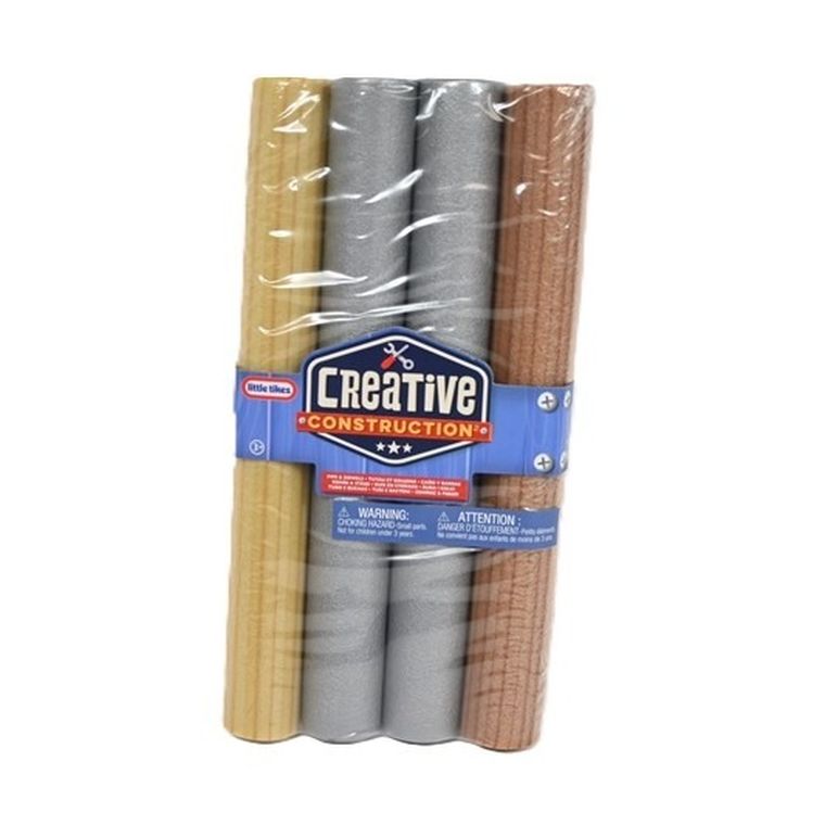 Little Tikes, Creative Construction, Metal Pipe and Wood Dowels, piankowe rurki i kołki, 4 szt.