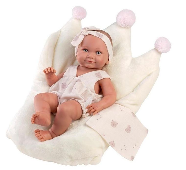 Llorens, Nica, lalka bobas winylowa, w białym śpiworku, 40 cm