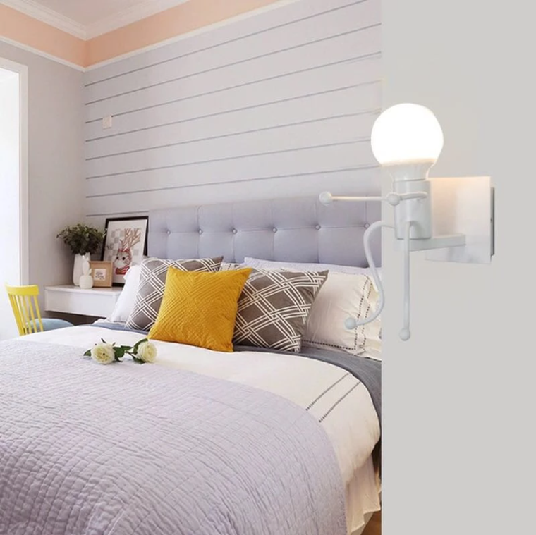 Loft, lampa ścienna, kinkiet, pojedyńczy, biała