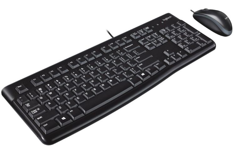 Logitech, zestaw, klawiatura membranowa, mysz optyczna, 1000 dpi, MK120, 920-002562, USB 2.0, US, czarny