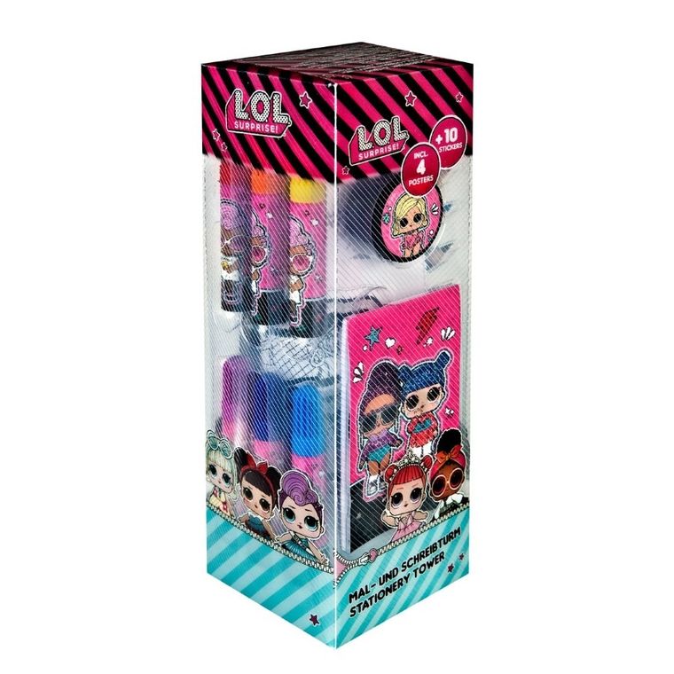 L.O.L. Surprise, zestaw przyborów szkolnych z kolorowankami, 35 elementów