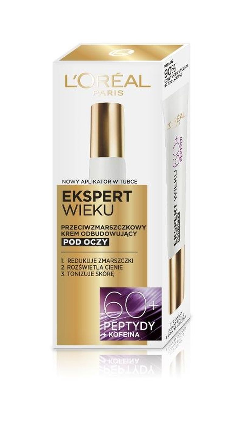 L'Oreal, Ekspert wieku, przeciwzmarszczkowy krem odbudowujący pod oczy, 60+, 15 ml