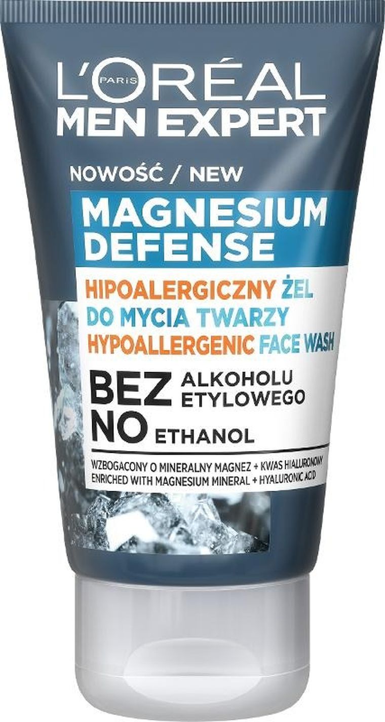 L'Oreal, Men Expert, hipoalergiczny żel do mycia twarzy, Magnesium Defence, 100 ml