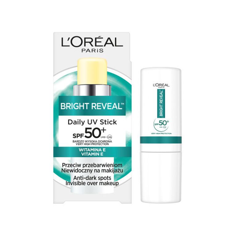 L'Oreal Paris, Bright Reveal Daily UV Stick, ochronny sztyft przeciwsłoneczny z SPF50+, 9 ml