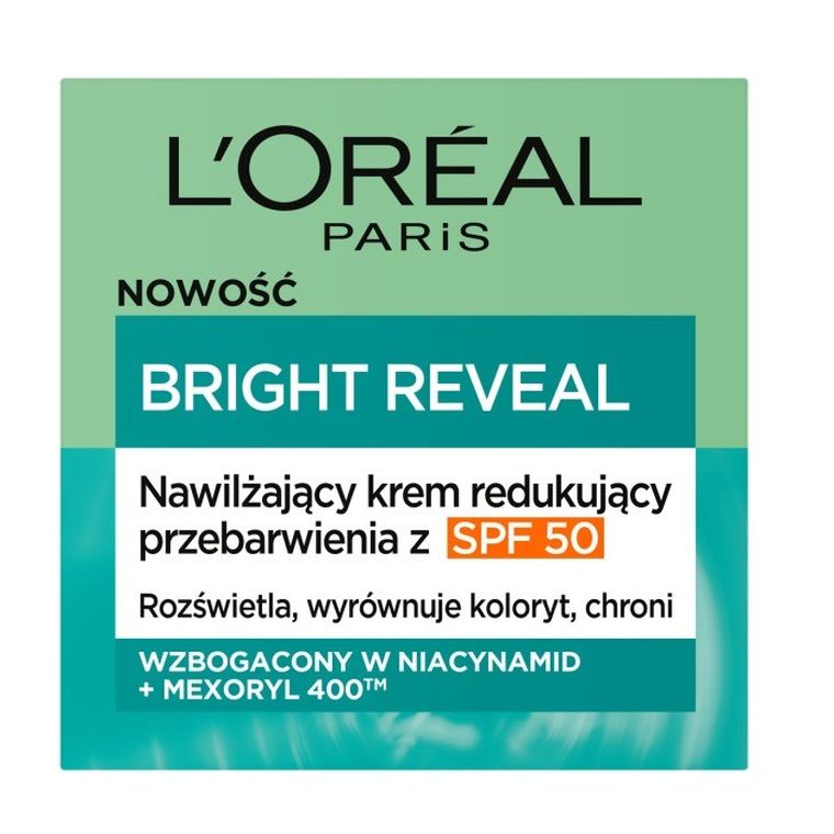L'Oreal Paris, Bright Reveal, nawilżający krem redukujący przebarwienia SPF50, 50 ml