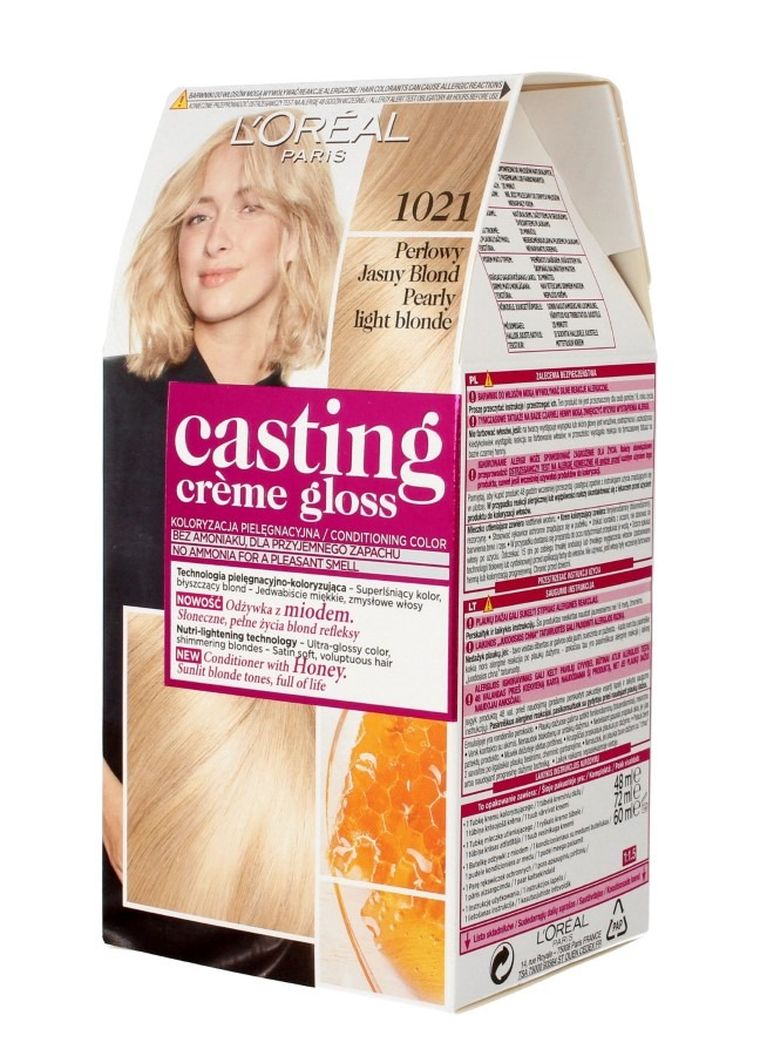 L'Oreal Paris, Casting Creme Gloss, farba do włosów, 1021 jasny perłowy blond