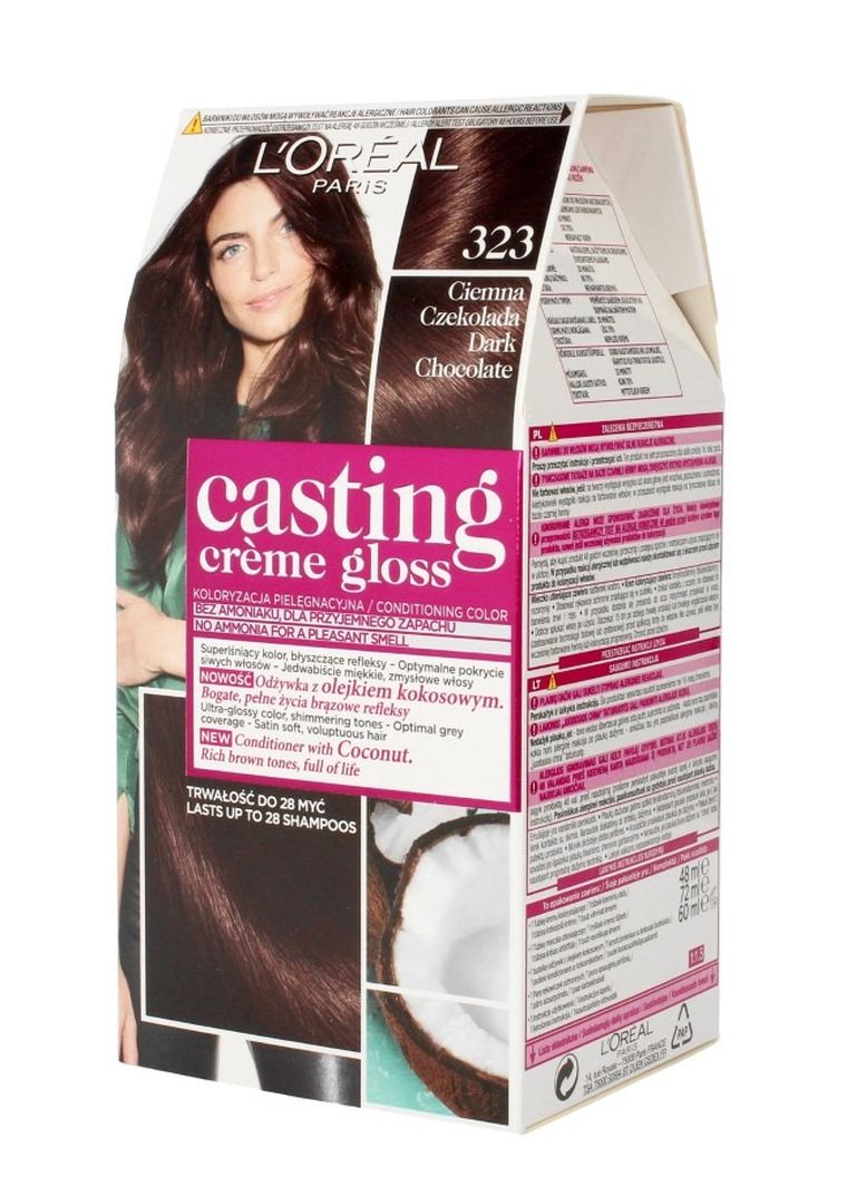 L'Oreal Paris, Casting Creme Gloss, farba do włosów, 323 ciemna czekolada