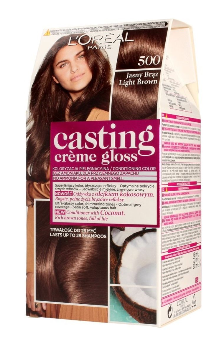 L'Oreal Paris, Casting Creme Gloss, farba do włosów, 500 jasny brąz