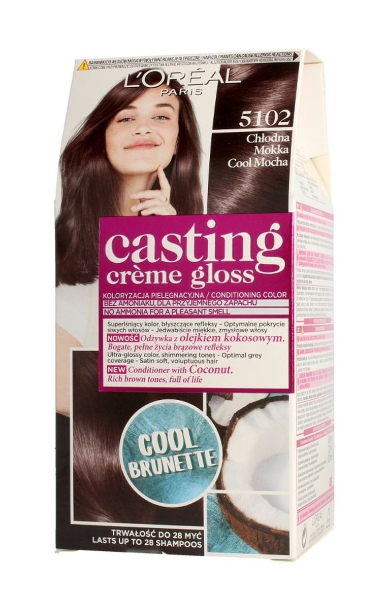 L'Oreal Paris, Casting Creme Gloss, krem koloryzujący, nr 5102 chłodna mokka