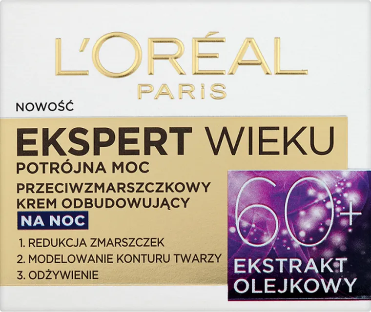 L'Oreal Paris, Ekspert Wieku 60+, przeciwzmarszczkowy krem odbudowujący na noc, 50 ml