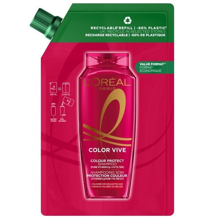 L'Oreal Paris, Elseve Color Vive, chroniący kolor szampon w opakowaniu uzupełniającym, 500 ml