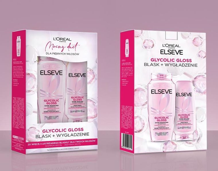 L'Oreal Paris, Elseve, Glycolic Gloss, zestaw: szampon + odżywka