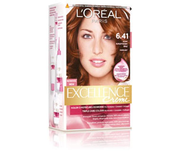 L'Oreal Paris, Excellence Creme, farba do włosów, 6.41 jasny bursztynowy brąz