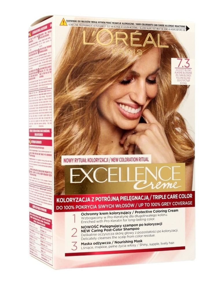 L'Oreal Paris, Excellence Creme, krem koloryzujący, 7.3 Złocisty Blond