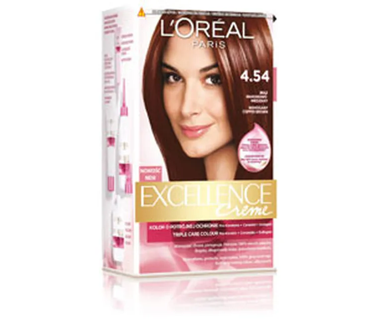 L'Oreal Paris, Excellence, farba do włosów 4.54, brąz mahoniowo miedziany
