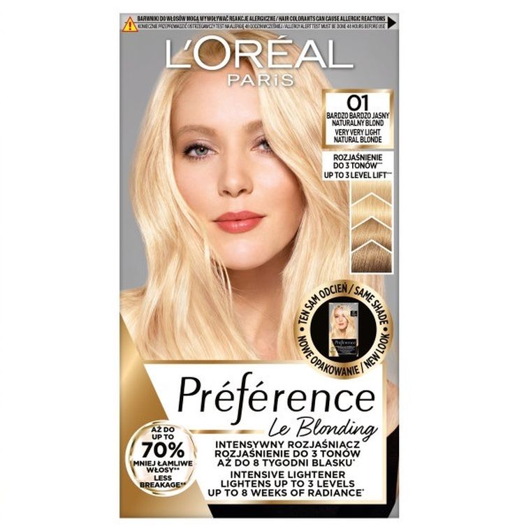 L'Oreal Paris, Preference Le Blonding, farba do włosów, nr 01, Bardzo Bardzo Jasny Naturalny Blond