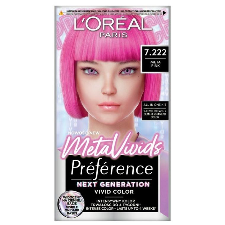L'Oreal Paris, Preference MetaVivids, farba do włosów, 7.222 Meta Pink