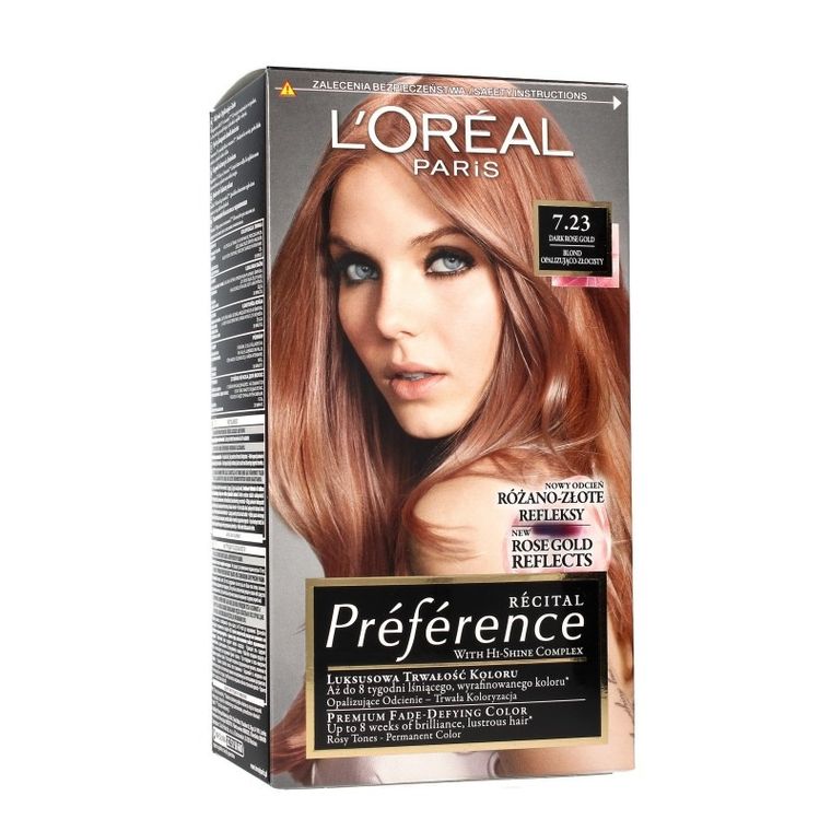 L'Oreal Paris, Recital Preference, farba do włosów, 7.23 Dark Rose Gold