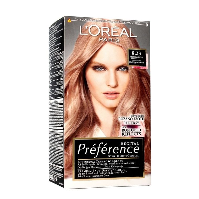 L'Oreal Paris, Recital Preference, farba do włosów, 8.23 Medium Rose Gold