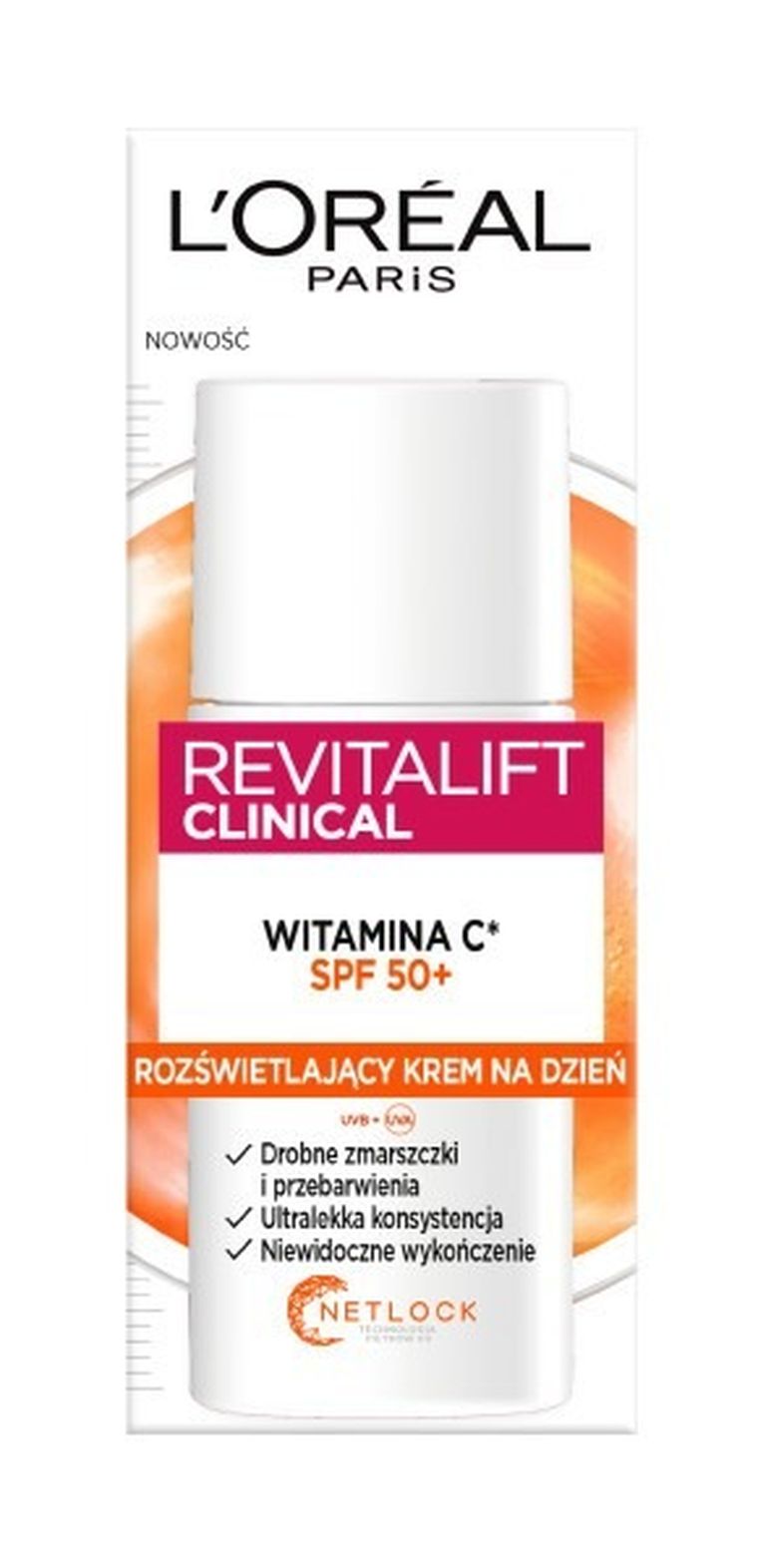 L'Oreal Paris, revitalift clinical witamina C, rozświetlający krem na dzień spf50+, 50 ml