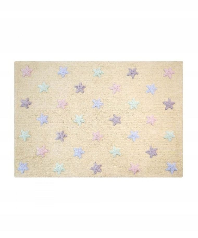 Lorena Canals, dywan bawełniany Tricolor Star waniliowy120-160cm