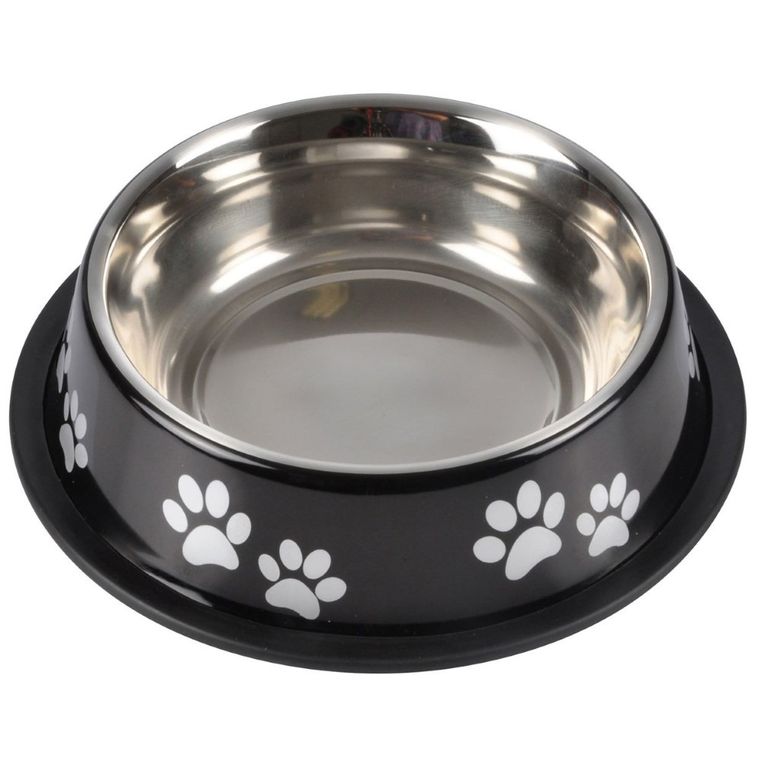 Love Story, miska dla psa, stal nierdzewna, Ø 21 cm, czarna w łapki