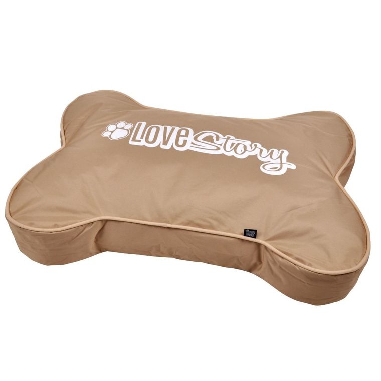 Love Story, poduszka dla psa w kształcie kości, Fat Dog, 100-70-15 cm, taupe