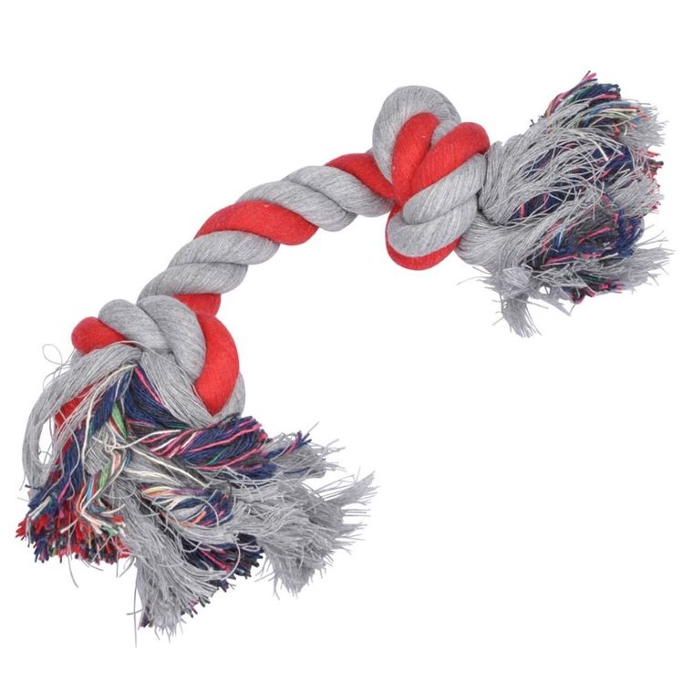 Love Story, zabawka dla psa, sznur z węzłem, 28 cm, szaro-czerwona