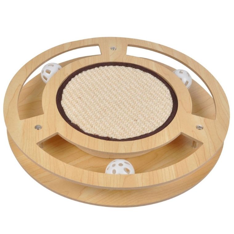 Love Story, zabawka interaktywna dla kota, Ø 35 cm, okrągła, z drapakiem i piłeczkami