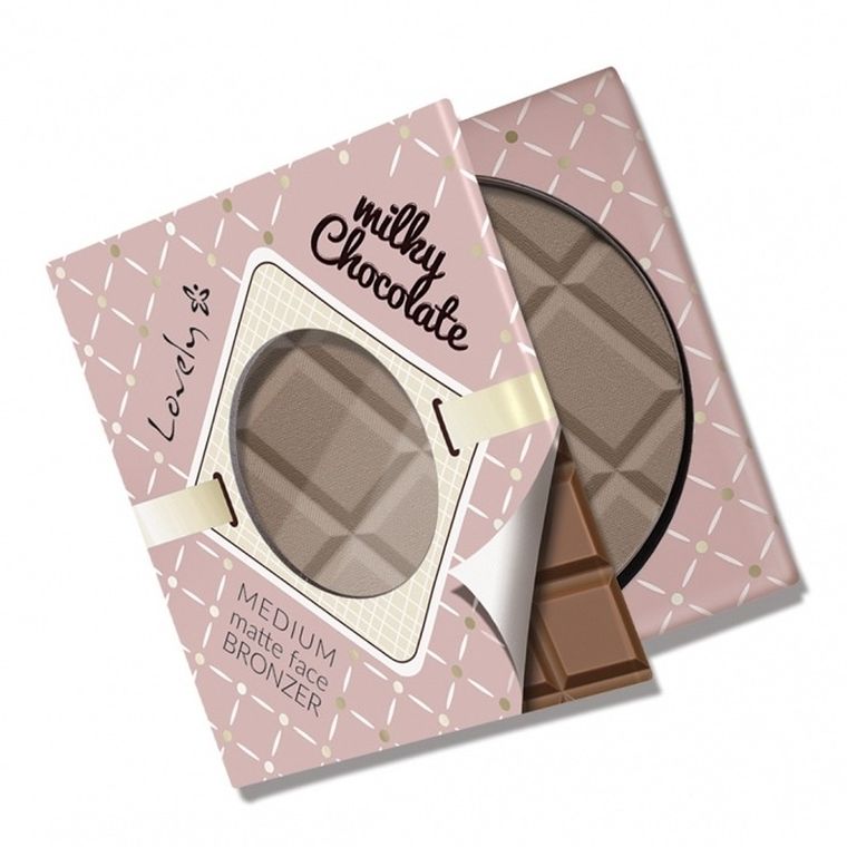 Lovely, Milky Chocolate Medium Matte Face, matowy bronzer do twarzy i ciała, czekoladowy, 9g