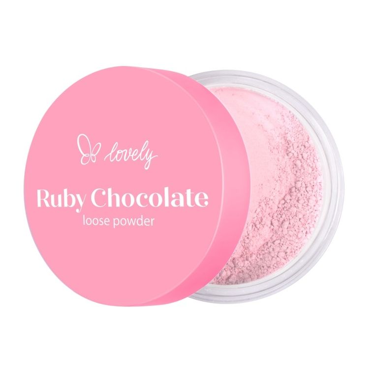 Lovely, Ruby Chocolate Loose Powder, różowy sypki puder do twarzy, 6g