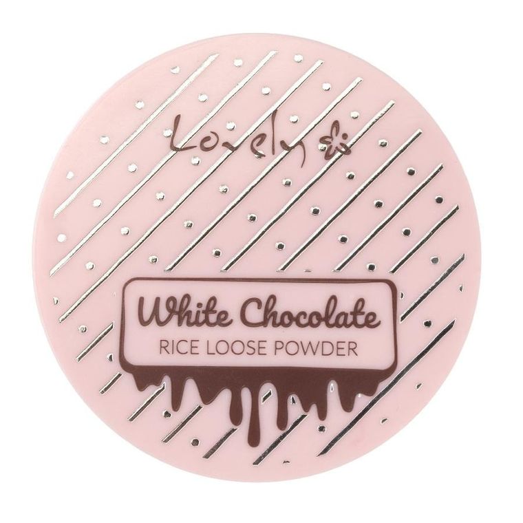 Lovely, White Chocolate Loose Powder, utrwalający puder ryżowy do twarzy dla każdego typu cery, 8g