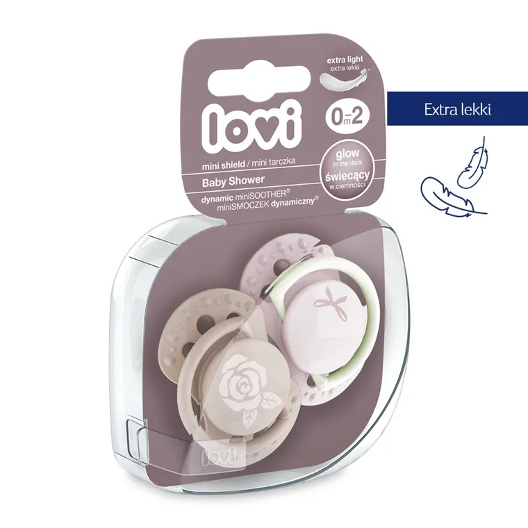 Lovi, Baby Shower Girl, smoczek silikonowy, dynamiczny, 0-2m, 2 szt.