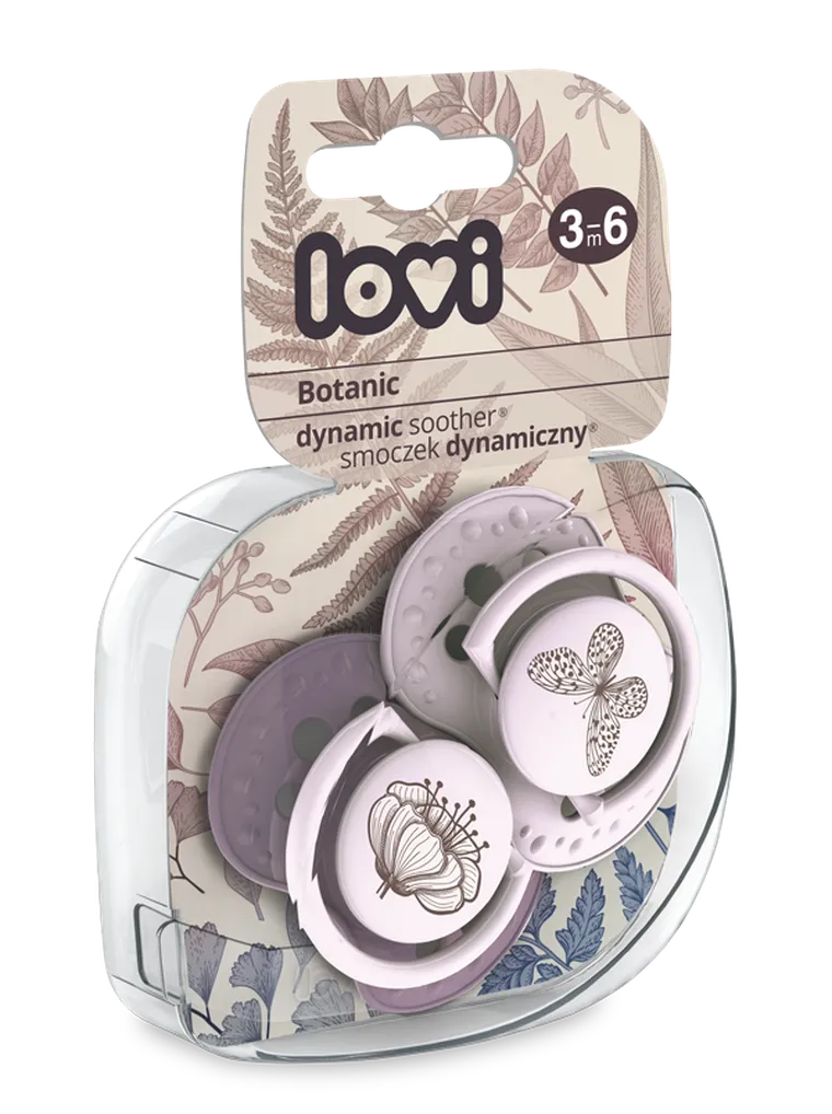 Lovi, Botanic Girl, smoczek silikonowy, dynamiczny, 3-6m, 2 szt.