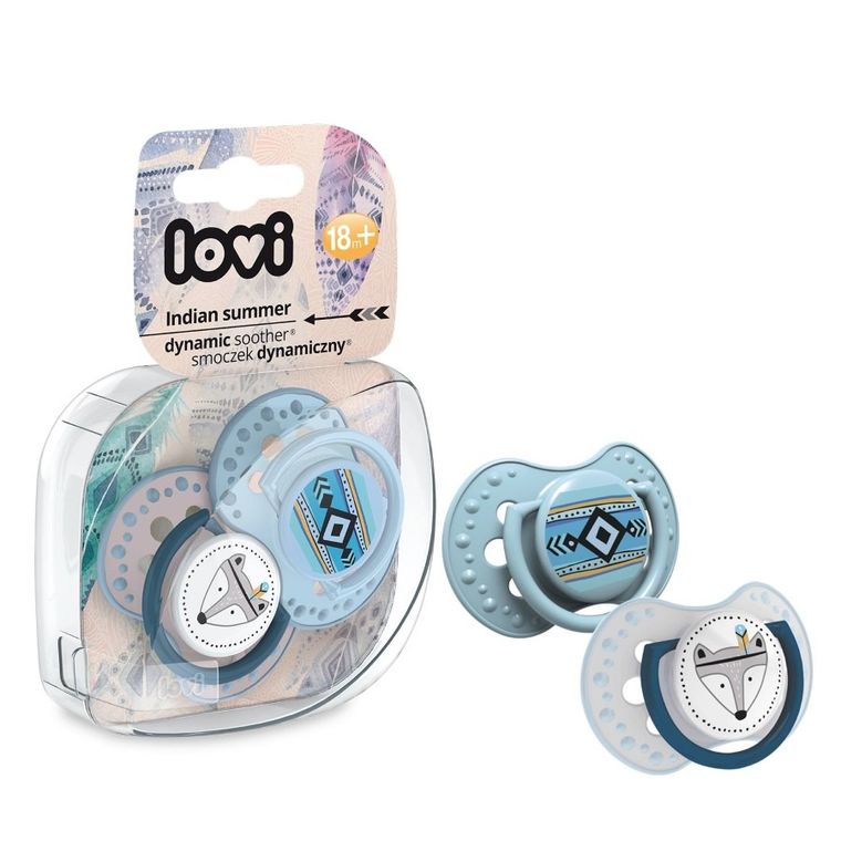 Lovi, Indian Summer Boy, silikonowy smoczek uspokajający, dynamiczny, 18m+, 2 szt.