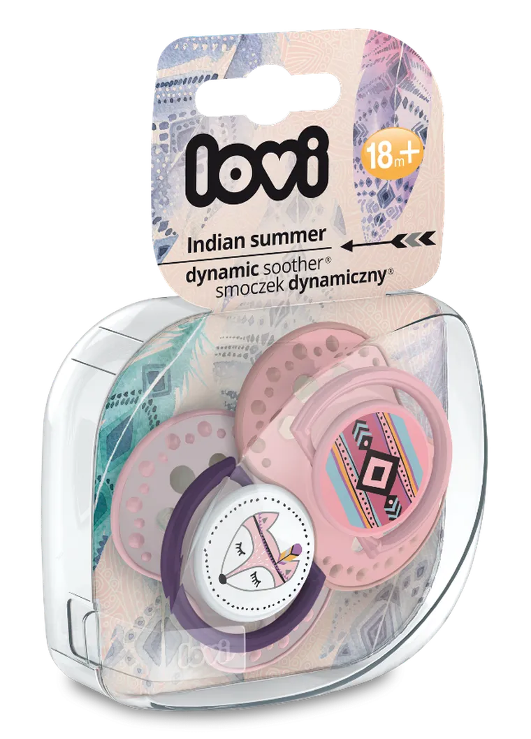 Lovi, Indian Summer Girl, silikonowy smoczek uspokajający, dynamiczny, 18m+, 2 szt.