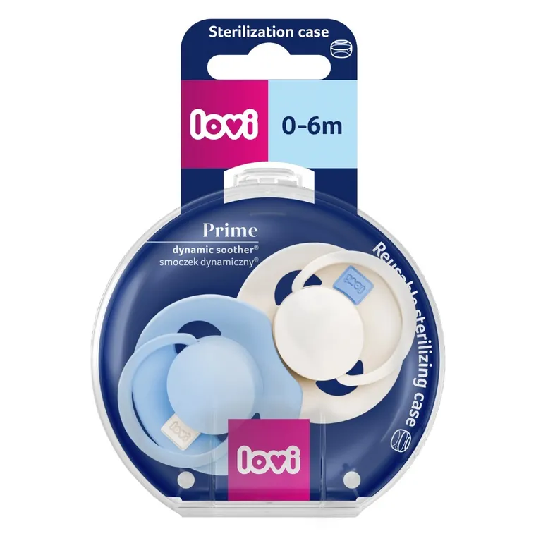 Lovi, Prime, smoczek silikonowy, dynamiczny, Frost/Glacier Cream, 0-6 m, 2 szt.