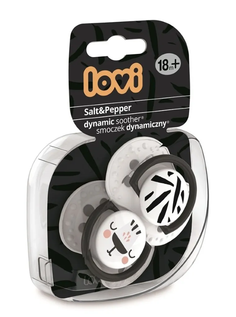 Lovi, Salt&Pepper, smoczek dynamiczny, silikonowy, 18m+, 2 szt.