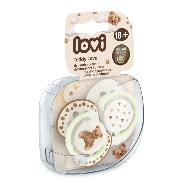 Lovi, Teddy Love, smoczek silikonowy, dynamiczny, 18 m+, 2 szt.
