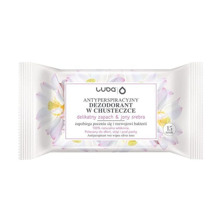 Luba, chusteczki antyperspiracyjne, Delikatny zapach & Jony Srebra, 15 szt.